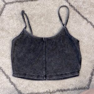 Garage black spaghetti strap tank top, cropped